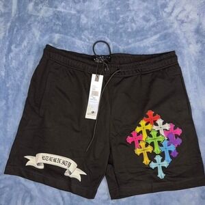 Black eternity shorts with colorful cross design men size 2xl